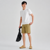 Shorts décontractés pour hommes en coton tissé respirant, coupe ample, taille mi-haute élastique, fermeture éclair, couleur unie, collection Printemps-Été, OEM/ODM