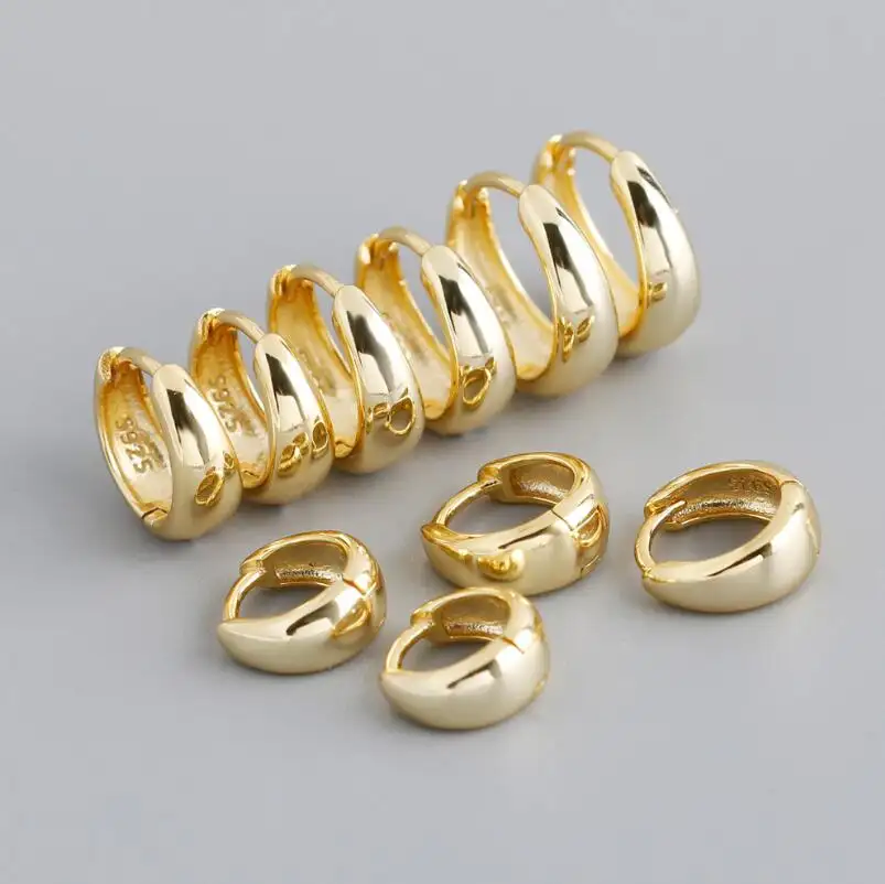 2023 Jewelry Trends Gold Plated Chunky Wide Huggie Hoop Earrings Small Thick Non tarnish 925 Silver Tapered Hoop Earrings
