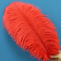 40-45CM vente en gros pas cher grandes plumes d'autruche blanches haute qualité multicolore lisse moelleux tissu fausses plumes d'autruche rouge
