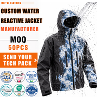 Veste de pluie réactive à l'eau 100% nylon imperméable respirante à motif hydrochromique avec capuche, coupe-vent streetwear pour homme