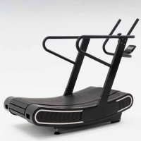 Tapis de course manuel incurvé AOYUFIT 200 kg, non motorisé, pour salle de sport commerciale, auto-propulsé avec éclairage LED