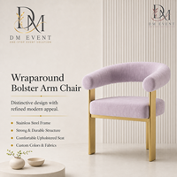 Chaise de salle à manger en acier inoxydable doré à dossier tubulaire ouvert avec revêtement lilas pour hôtels et événements de mariage – Vente en gros de sièges