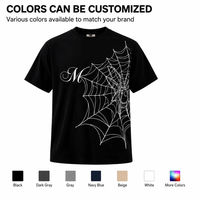 T-shirt unisexe 220 GSM, coton lourd 100%, logo personnalisé, vente en gros, col rond, manches courtes, imprimé graphique toile d'araignée, streetwear