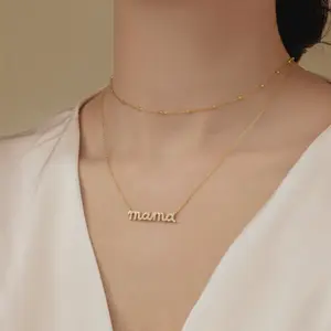 Dylam Sterling Silber Minimalist isches Design Mama Collection Muttertag geschenke Mama Alphabet 18 Karat vergoldete Anhänger Halsketten
