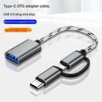 Kabel Adaptor OTG Tipe C Micro USB 3.0 2 in 1 untuk Pengisian Daya dan Transfer Data