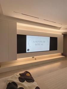 Mueble de TV largo de tono profundo simple moderno con iluminación empotrada y diseño de <span class=keywords><strong>armario</strong></span> Estilo doméstico internacional - Product Image 3