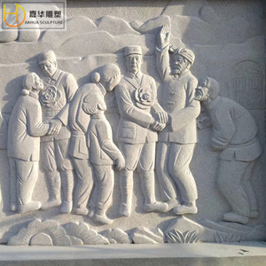Escultura de Relieve en Piedra Jiahua con Temática del Ejército Rojo, Figura de Estilo Chino del Ejército de la Octava Vía para la Cultura Escolar - Product Image 4