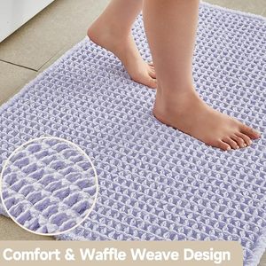 CF <strong>Lavender</strong> Boho Waffle Bath Mat Super Absorbent Non Slip Bath Mats for Bathroom Floor Machine Washable Bath <strong>Rug</strong> with Tassel - Product Image 4