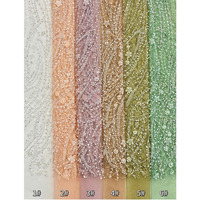 Luxe 3D mariée dentelle tissu Floral clairon perle broderie élégant paillettes perlé dentelle tissu pour robe de mariée