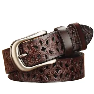 Genuine Leather Belts for Women Second Layer Cowskin Woman Belt Vintage Pin Buckle Strap Jeans