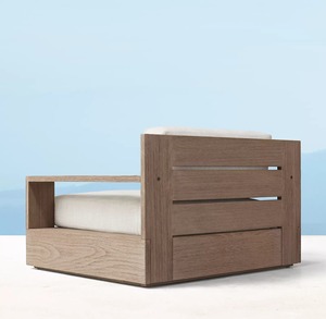 Sillón Giratorio Moderno <span class=keywords><strong>de</strong></span> Madera <span class=keywords><strong>de</strong></span> Teca <span class=keywords><strong>para</strong></span> Exteriores con Diseño Ecológico y Duradero, Cojín Impermeable <span class=keywords><strong>para</strong></span> <span class=keywords><strong>Jardín</strong></span>, Parque, Hotel y Villa - Product Image 3