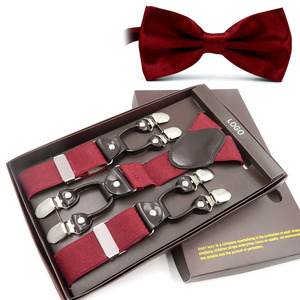 Matrimonio colore vivido tutore regolabile forte Clip fascia elastica bretella da uomo in tinta unita <span class=keywords><strong>con</strong></span> Set di papillon in tessuto - Product Image 1