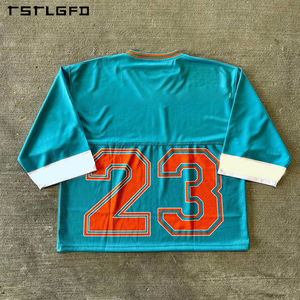 T-<span class=keywords><strong>shirt</strong></span> Homme Streetwear Personnalisé 100% Polyester Maille Oversize Coupe Boxy Crop Top Maillot de Hockey sur Glace Football T-<span class=keywords><strong>shirt</strong></span> Homme - Product Image 4