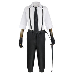 Disfraz de Cosplay de Atsushi Nakajima de Bungo Stray Dogs, Camisa Blanca, Pantalones Negros, Tirantes, Corbata, Guantes, Disfraz de Anime - Product Image 5