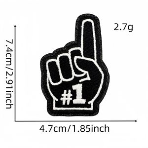 Trendy küçük ısı basın işlemeli yamalar demir on Glitter spor numarası kadınlar için bir parmak şoför şapkası yamalar adam çanta rozeti - Product Image 4