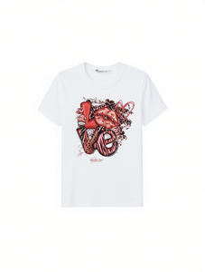 T-shirt stampata con lettera d'amore di San Valentino, top casual da donna a maniche corte con scollo rotondo, jersey di cotone 100%, moda primavera estate - Product Image 1