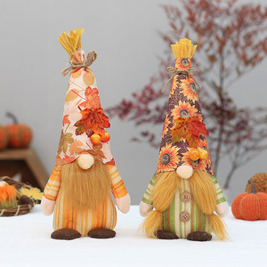 Thanksgiving Harvest Festival Sunflower Fabric Dolls Decorative Gnomes For Home <b>Window</b> Display Autumn Theme - Product Image 2