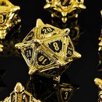 1PC Faux Gold Black Solid Metal Handmade Eco-Friendly DND Dice Set Monster Polyhedral Dice Dungeons Dragons Board Games Fantasy