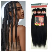Extensiones de Cabello Sintético Preestirado de 52 Pulgadas con Textura Yaki para Mujer - Ajuste Cómodo