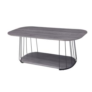 북유럽 스타일 나무 베니어 커피 테이블, 금속 브래킷 + 더블 레이어 스토리지, 실용적이고 아름다운 가구 선호 테이블 - Product Image 1