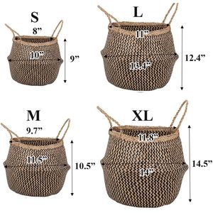 Viet Starlight Foldable Black Seagrass <b>Belly</b> <b>Basket</b> Handwoven Plant Pot Laundry Storage Organization Direct Vietnam Supplier - Product Image 4