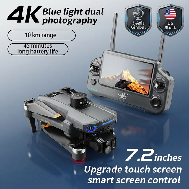 Hot Selling AE30 Ultra 4K Drone HD Dual Camera Airdrop Obstacle Avoidance GPS Foldable Drone US Stock with 3pcs Drone Battery