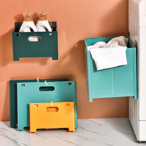 Cesto <span class=keywords><strong>Portabiancheria</strong></span> da Parete in Plastica Semplice per Bagno e Attrezzi, Pieghevole e Portatile, <span class=keywords><strong>Salvaspazio</strong></span> - Product Image 2