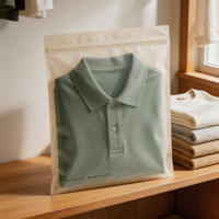 Sac d'emballage pour vêtements transparent givré avec fermeture éclair, pochette en plastique pour vêtements, rangement de chemises, présentation de vêtements en magasin, fourniture d'usine