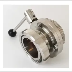 sanitary stainless steel DN65 male female Union Type butterfly valve with pulling handle