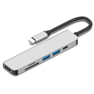 Venta al por mayor 6 puertos USB adaptador Laptop Docking Station Usb C Hub con lector de tarjetas 2X USB3.0 <span class=keywords><strong>HDMI</strong></span> 6 en 1 Usb-c Hub adaptador - Product Image 4