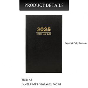 Agenda personnalisé imprimé hebdomadaire et mensuel, couverture rigide en cuir, tissu en lin, agenda 2025, janvier-décembre - Product Image 4