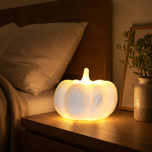 Lampada Notturna a Forma di Zucca <span class=keywords><strong>in</strong></span> Gesso Naturale, Dimmerabile al Tocco, Lampada Aromaterapica <span class=keywords><strong>in</strong></span> Pietra per Decorazioni Autunnali e del Ringraziamento - Product Image 2