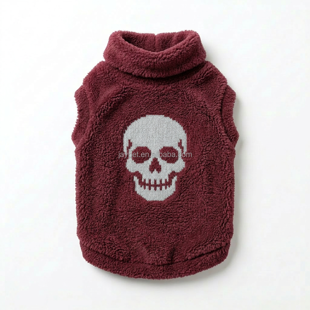Bordeaux avec imprimé tête de mort gris