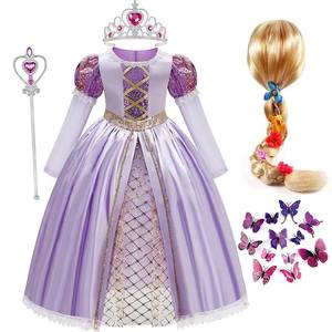 Robe de princesse MS Magic Full House avec cheveux longs et nœud, ensemble de cosplay pour filles, costume de performance de Raiponce pour Halloween - Product Image 2