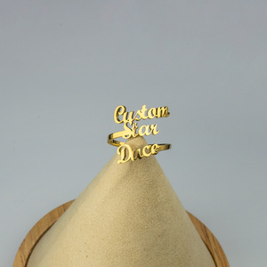 Custom Adjustable Stainless Steel <b>Ring</b> with PVD Gold & Rose Gold Finish- Personalized <b>Name</b> or Logo Script, Waterproof & Durable - Product Image 2