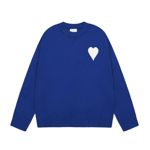 Pull en coton pour homme avec logo cœur, anti-boulochage, manches longues, style décontracté Parisien, direct fabricant - Product Image 1