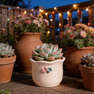 Pots à fleurs en céramique écologiques, durables et légers pour plantes succulentes, mini et petits formats, avec trou de drainage, pour pose au sol - Product Image 3