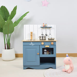 Cocina de Juguete de Madera Azul para Niños Pequeños con Accesorios de Cocina, Horno, Microondas, Fregadero y Grifo, Juguete de Simulación - Product Image 2