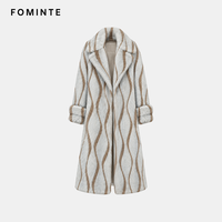 Manteau long en fausse fourrure ondulée à motif zigzag pour homme – Tendance, en stock, chaud, chic, streetwear de luxe pour l'hiver
