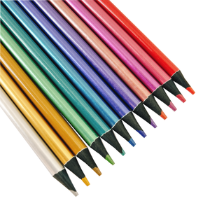 Crayons de <span class=keywords><strong>couleur</strong></span> métalliques en bois <span class=keywords><strong>noir</strong></span> adouci de qualité supérieure - 12 pièces, corps rond, mine et emballage personnalisés, certifiés FSC ISO EN71 - Product Image 2