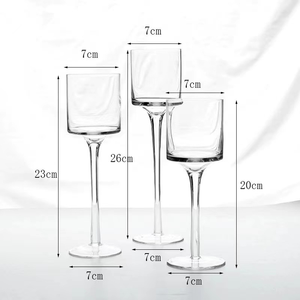 Juego de 3 Portavelas de Vidrio, Estilo Europeo, Decoración <span class=keywords><strong>para</strong></span> Mesa de <span class=keywords><strong>Comedor</strong></span>, Portavelas Transparentes - Product Image 4