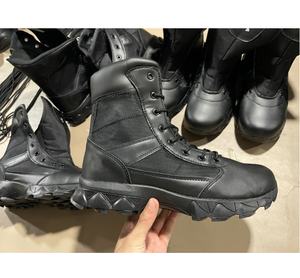 TSB12 customizesd leather High Quality Customized <b>Black</b> Outdoor <b>Working</b> <b>Boots</b> 1000D Oxford Fabric Sleeves with Side Zip - Product Image 1
