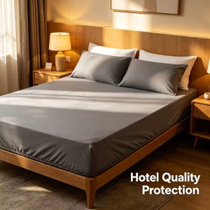 Protège-matelas en polyester gris, doux, respirant, silencieux, imperméable et extensible, <span class=keywords><strong>drap</strong></span>-<span class=keywords><strong>housse</strong></span> - Product Image 6