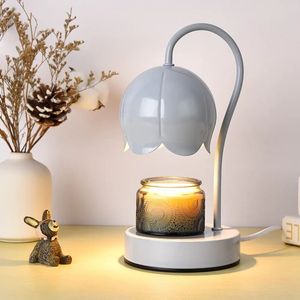 Lampe de nuit LED en forme de tulipe, blanc chaud 2700K, commande tactile, alimentée par batterie, en bois, CRI 90, dimmable, garantie 2 ans - Product Image 6
