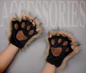 Kostüm kedi kulaklar hayvan rol oynamak Anime Cosplay takım elbise hayvan pençe peluş Paw pençe cadılar bayramı kostüm Suit kedi kulaklar