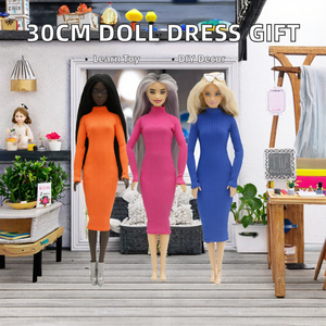 Mini <span class=keywords><strong>Muñeca</strong></span> de 30 cm con Vestido Elástico Estampado de Manga Larga y Falda Lápiz, 3 Colores a Elegir, Diseño Moderno para Niñas, Juguete DIY, Regalo - Product Image 2