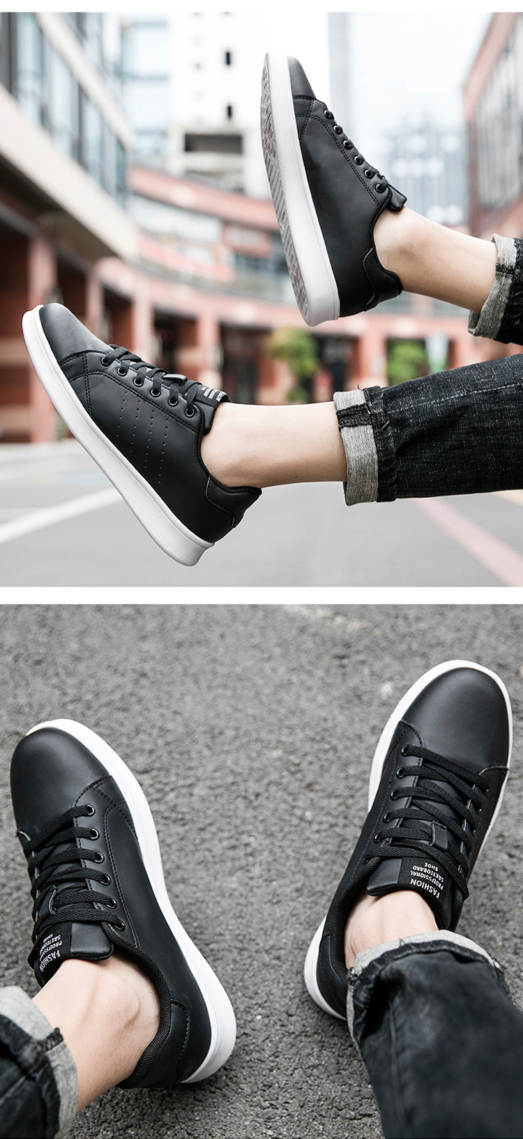 2021 Men Shoes Leather Comfortable Skateboard Shoes Breathable Casual Sneakers White Shoes