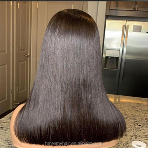 วิกผมบ๊อบด้านหน้าแบบ13X4ต่อตัดส่วนด้านข้างวิกผมเรียบสองชั้นสีดำขายส่งเกรดบราซิล12A 200 - Product Image 1