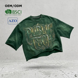 Camiseta Premium de Hombre Oversize de Algodón French Terry con Estampado Digital Streetwear, Efecto Monkey Wash y Cuello Redondo, Lavado Ácido Personalizado - Product Image 1