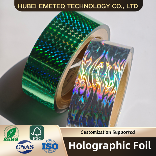 Free Sample UV Brightness rainbow Silver Foil Hologram Film Cold Foil Hot Foil Holographic Lamination Film for Paper Boxes